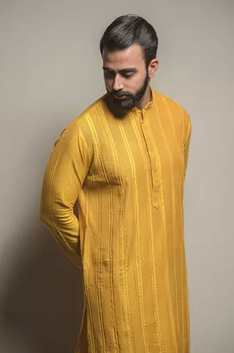 Mustard Pintuck Kurta Set