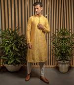 Amber Yellow Embroidered Kurta Set