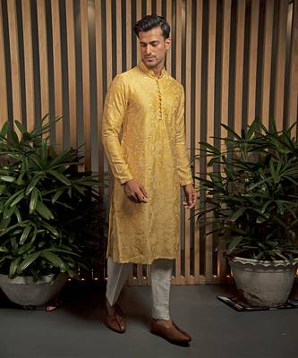 Amber Yellow Embroidered Kurta Set 2