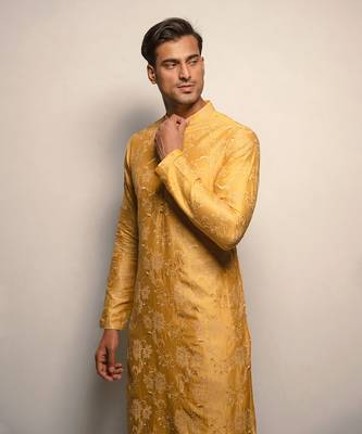 Amber Yellow Embroidered Kurta Set 3