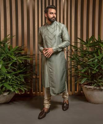 Sage Green Asymmetric Kurta Set 1