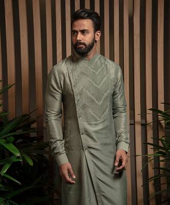 Sage Green Asymmetric Kurta Set 2