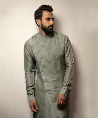 Sage Green Asymmetric Kurta Set 3
