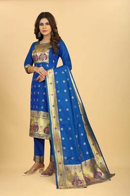 Blue zari banarasi silk salwar 3
