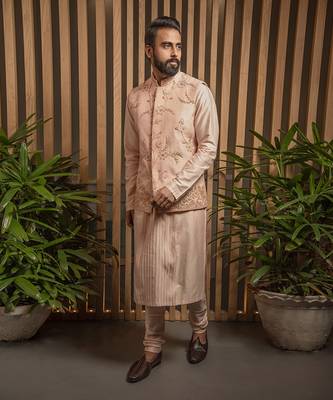 Pink Embroidered Bandi With Kurta Set 1