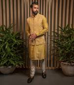 Yellow Embroidered Bandi With Kurta Set