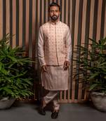 Pink Pearl Embroidered Bandi With Kurta Set