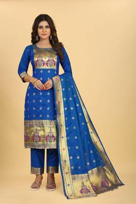 Blue zari banarasi silk salwar 5