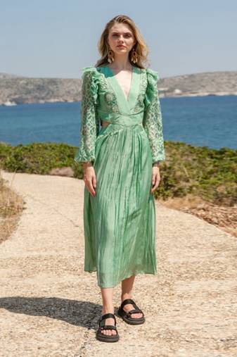 Green Mulmul Maxi Dress