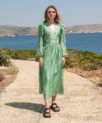 Green Mulmul Maxi Dress 1
