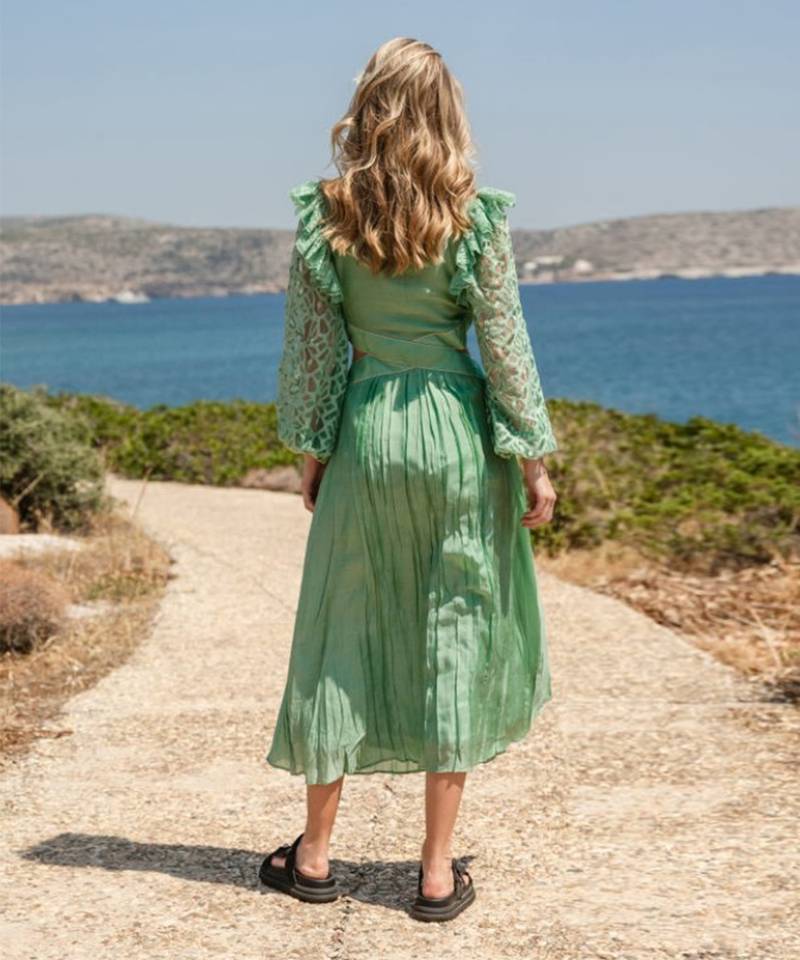 Green Mulmul Maxi Dress