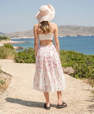 Off White Mulmul Printed Tiered Dress 2
