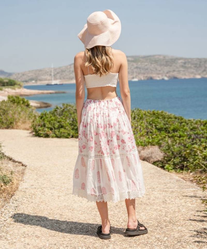 Off White Mulmul Printed Tiered Dress