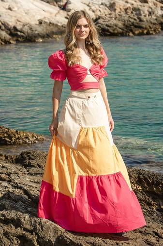 Pink Poplin Skirt Set