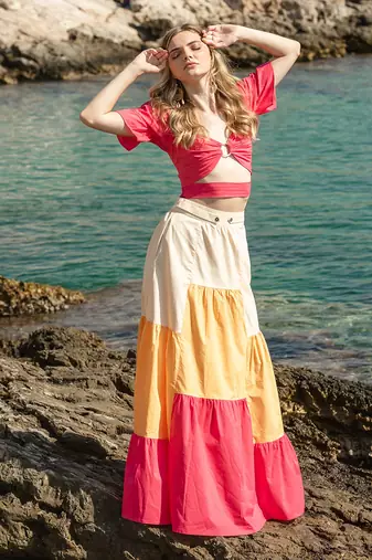 Pink Poplin Skirt Set