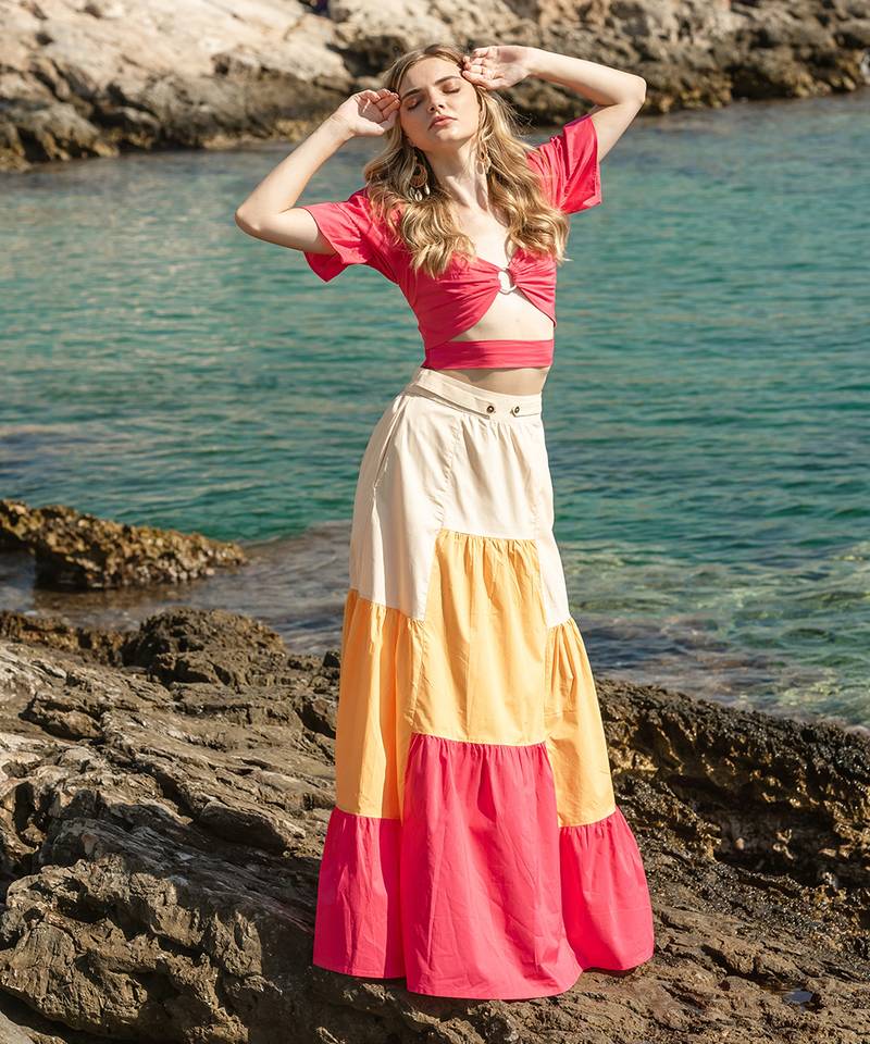 Pink Poplin Skirt Set