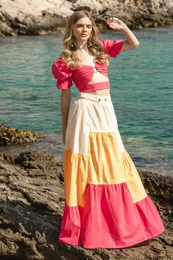 Pink Poplin Skirt Set
