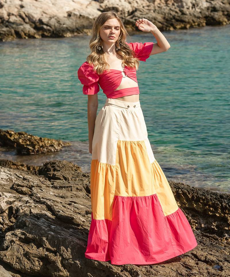 Pink Poplin Skirt Set