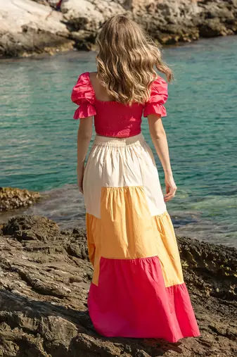 Pink Poplin Skirt Set