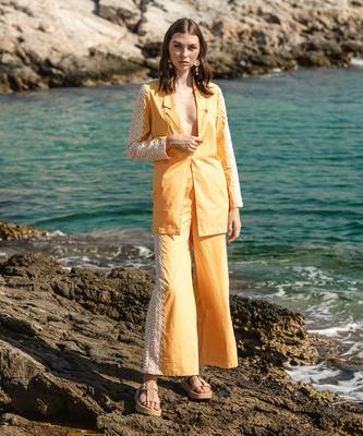 Yellow Poplin Pant Suit 1