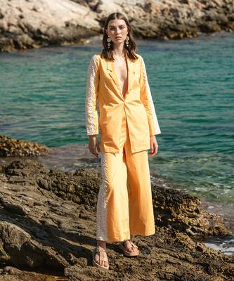 Yellow Poplin Pant Suit 2
