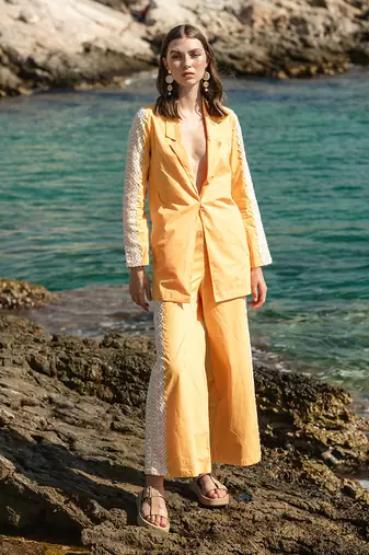 Yellow Poplin Pant Suit