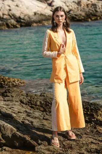 Yellow Poplin Pant Suit