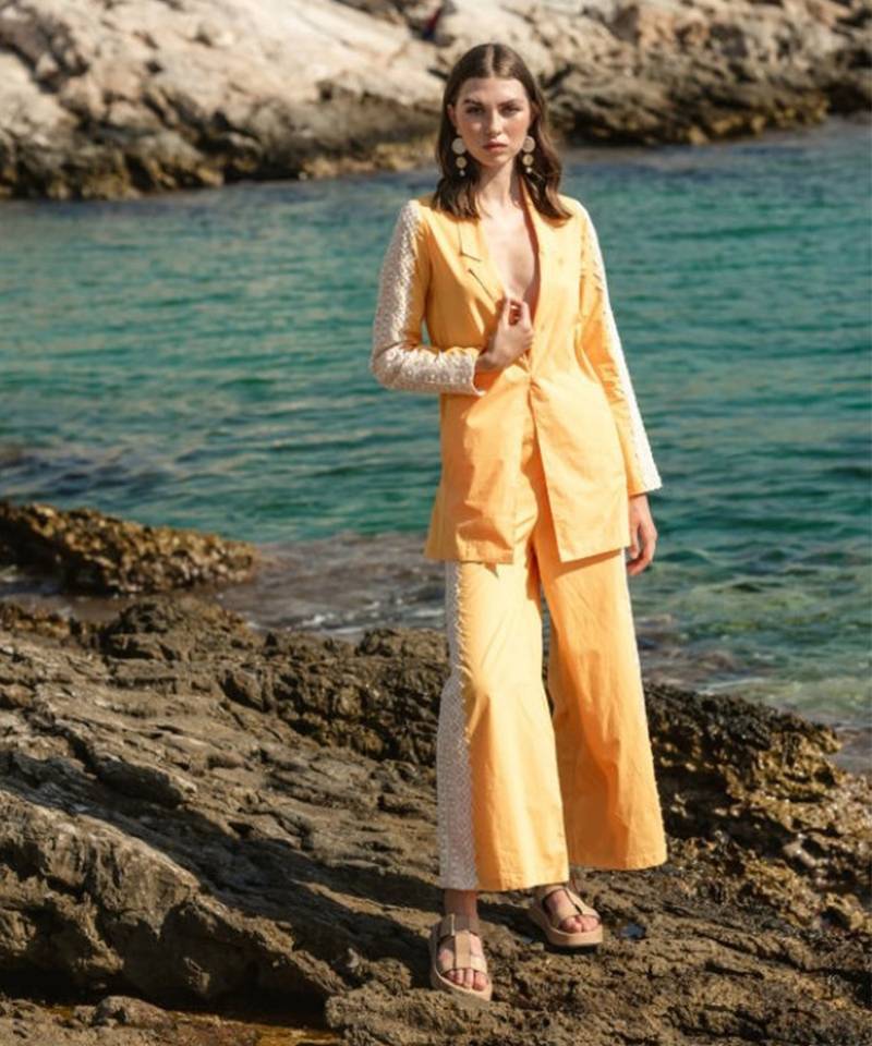 Yellow Poplin Pant Suit