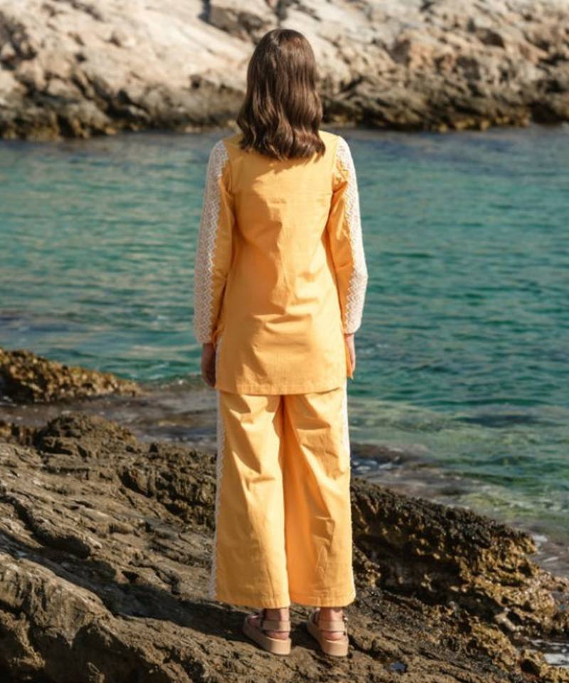 Yellow Poplin Pant Suit