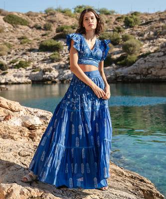 Blue Cracker Printed Skirt Set 1