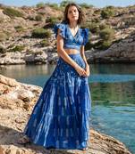 Blue Cracker Printed Skirt Set