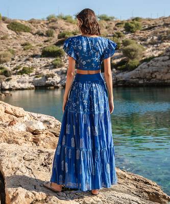 Blue Cracker Printed Skirt Set 3