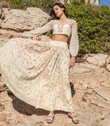 Beige Crepe Skirt Set