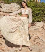 Beige Crepe Skirt Set