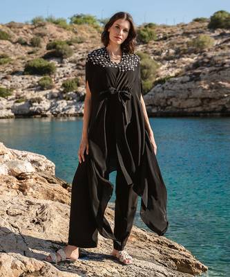 Black Crepe Cape Set 1