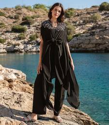 Black Crepe Cape Set