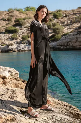 Black Crepe Cape Set