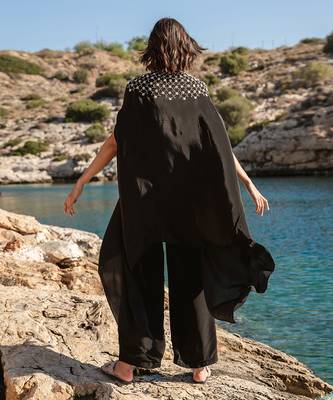 Black Crepe Cape Set 4
