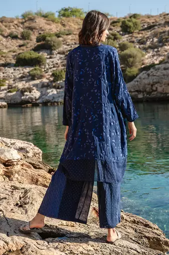 Blue Printed Cape Set