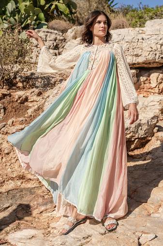 Multi Colour Block Embroidered Dress