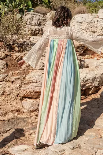 Multi Colour Block Embroidered Dress