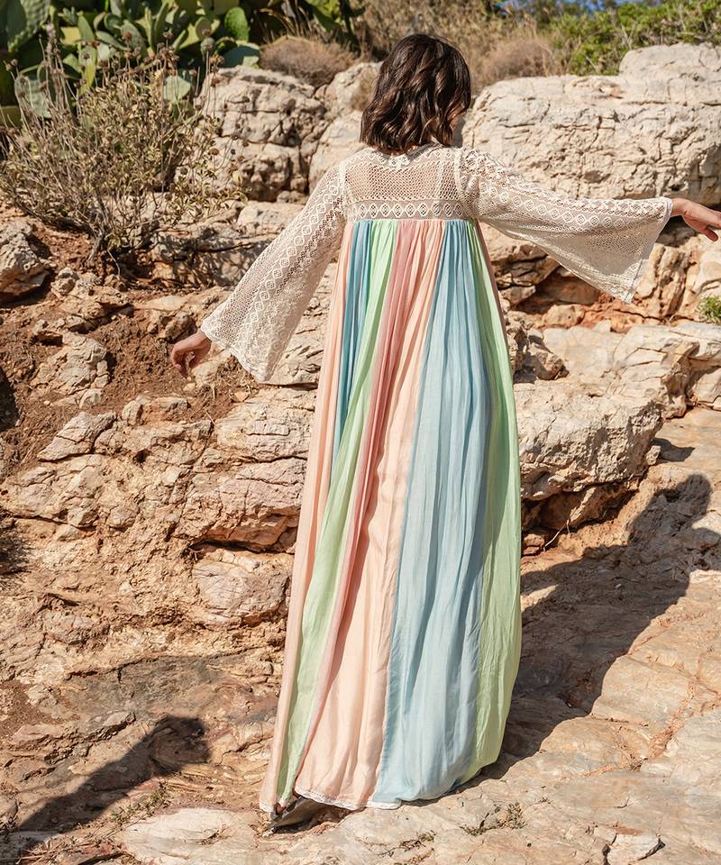 Multi Colour Block Embroidered Dress