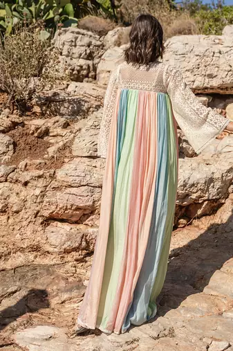 Multi Colour Block Embroidered Dress