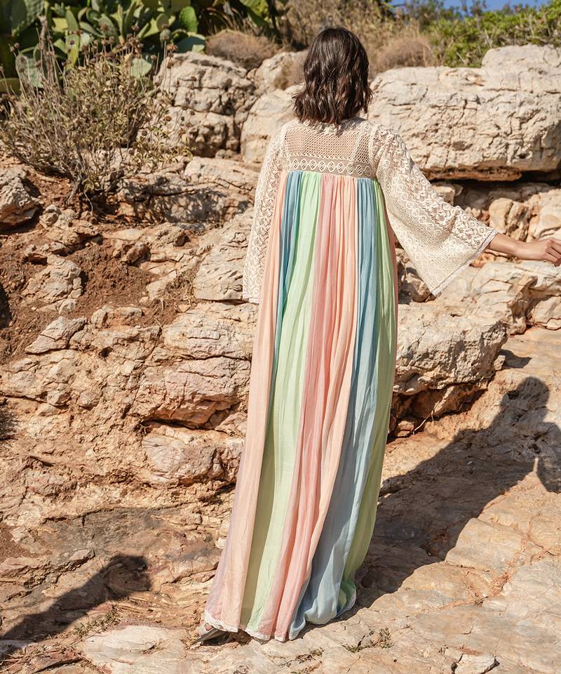 Multi Colour Block Embroidered Dress