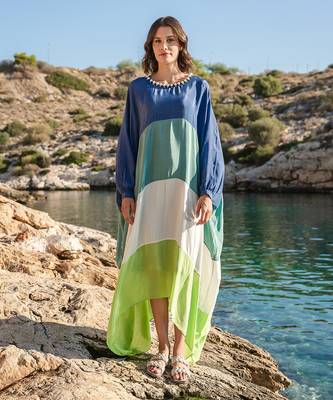 Multi Crepe Colour Blocked Kaftan 1