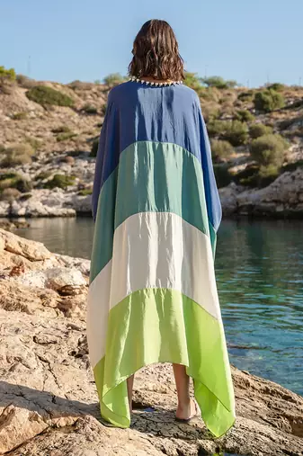 Multi Crepe Colour Blocked Kaftan