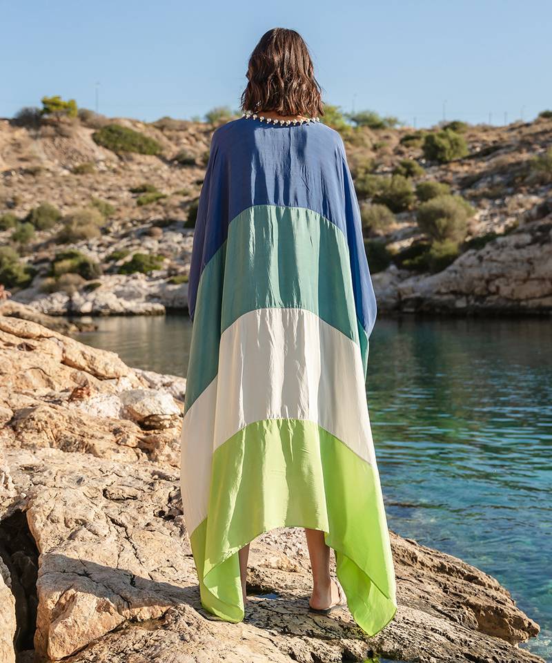 Multi Crepe Colour Blocked Kaftan