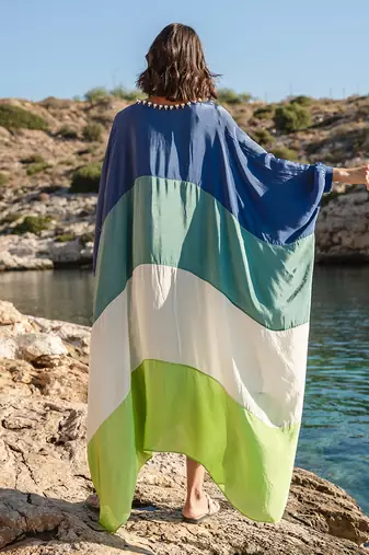 Multi Crepe Colour Blocked Kaftan