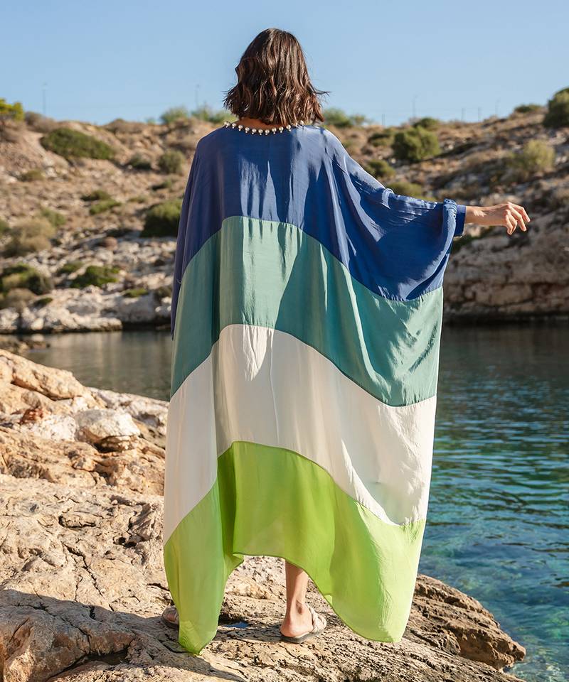 Multi Crepe Colour Blocked Kaftan
