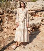 White Cracker Printed Overlapping Dress